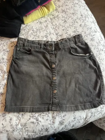 Jupe fille effet jean gris