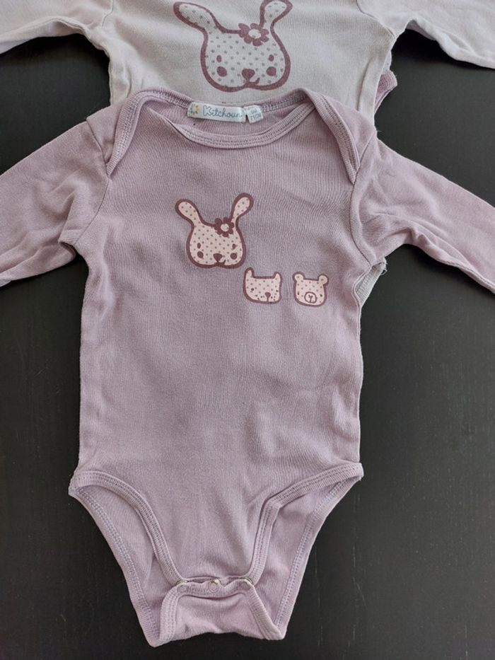 Lot de 4 bodies manches longues 👧 Kitchoun 9mois 💯% coton - photo numéro 2