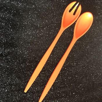 lot fourchette et cuillère en pastique orange * prix 1e* kiki60230