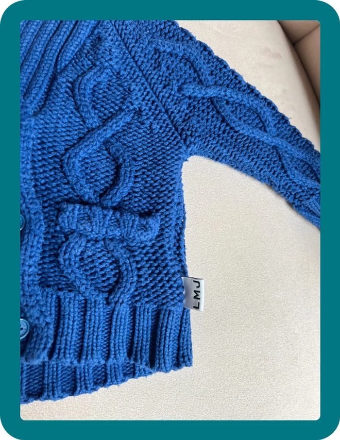 Gilet torsadé bleu électrique à col 9 mois - Little Marc Jacobs - photo numéro 3