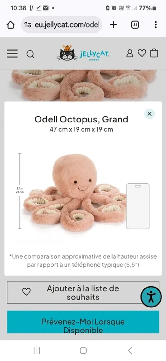 Pieuvre rose jellycat - photo numéro 13