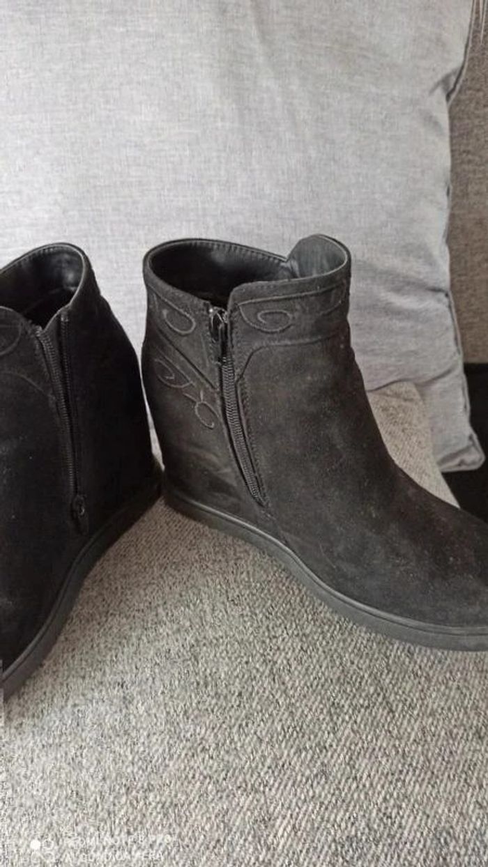 Bottines compensé taille 39 noire - photo numéro 4