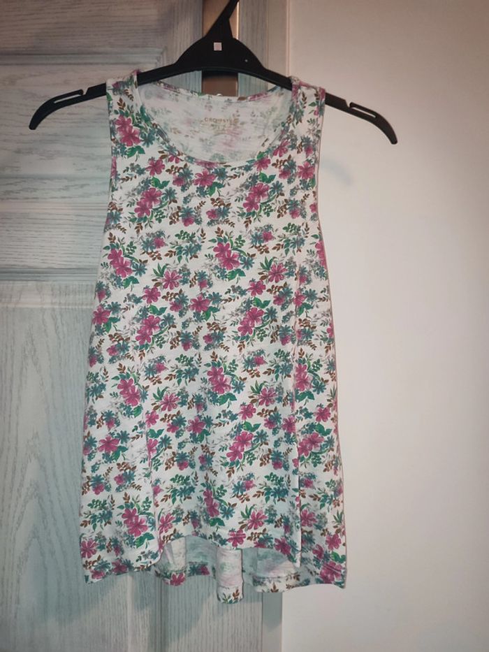 Débardeur blanc à fleurs