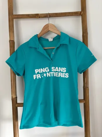 Polo bleu vert ping sans frontières taille S M