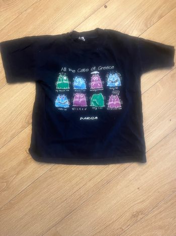 T-shirt garçon noir manche courte  « All the Cats of Greece » – 4 an