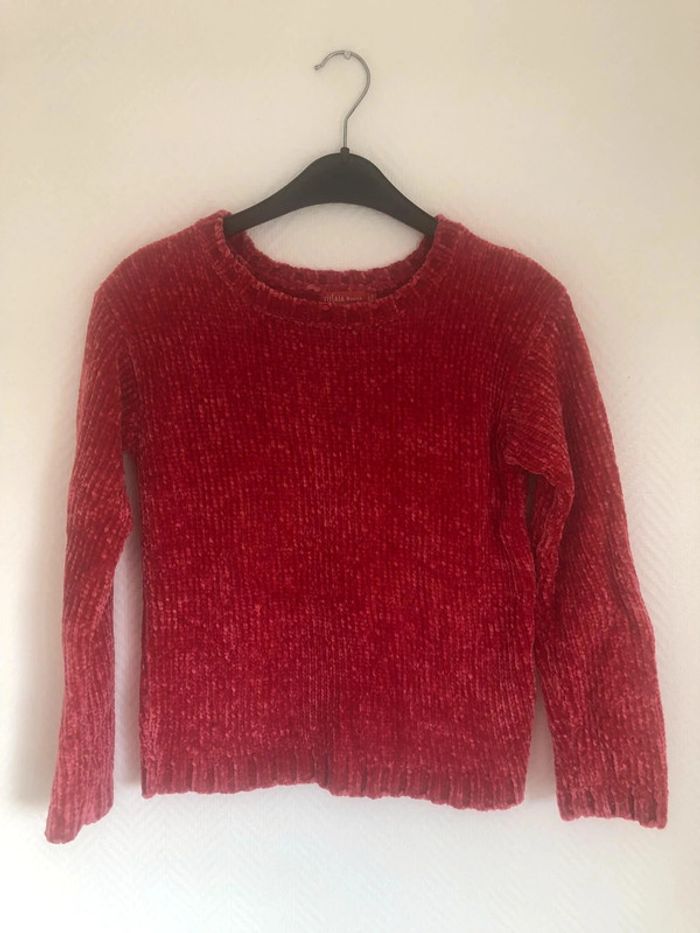 Pull tout doux rose rouge 12 ans