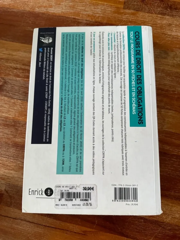 Livre cours de droit des obligations, édition, 2020 - photo numéro 3