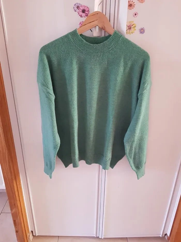 Pull vert chiné
