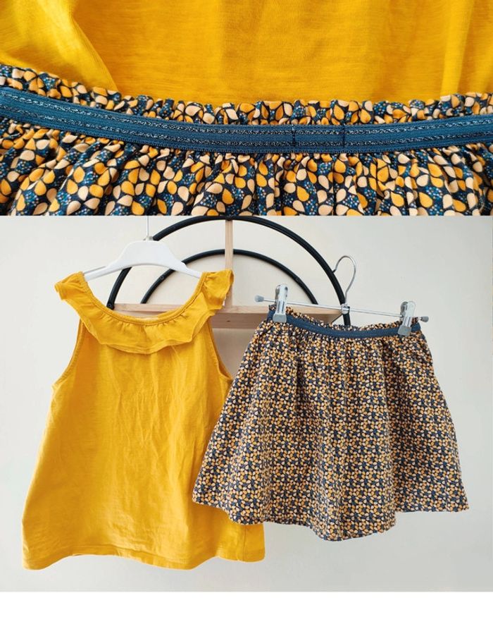 8 ans ensemble été teeshirt dpam du pareil au même et jupe Okaïdi