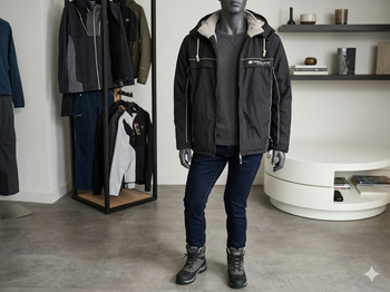 Blouson noir intérieur polaire capuche amovible Taille M Himalaya