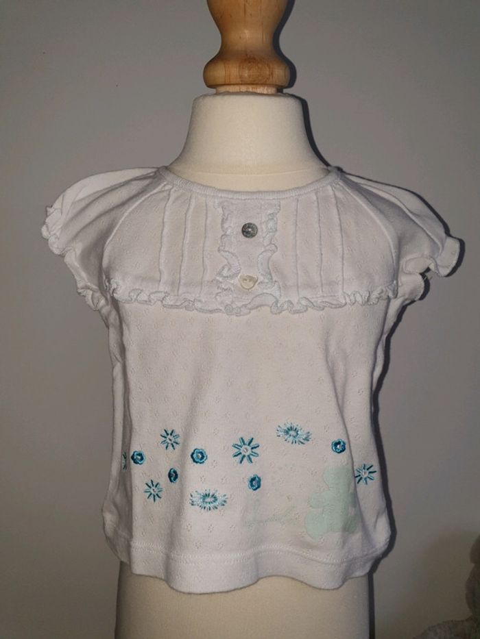 T-shirt blanc manches courtes Lulu Castagnette 18 mois