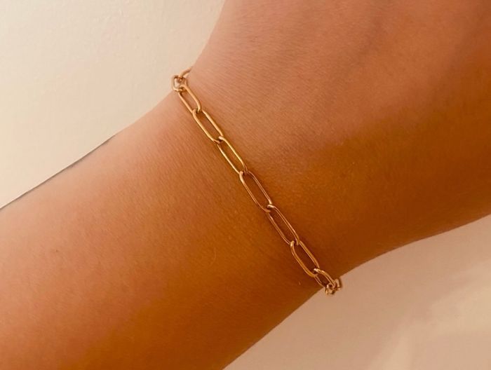 Bracelet gros maillons doré en acier inoxydable - photo numéro 1