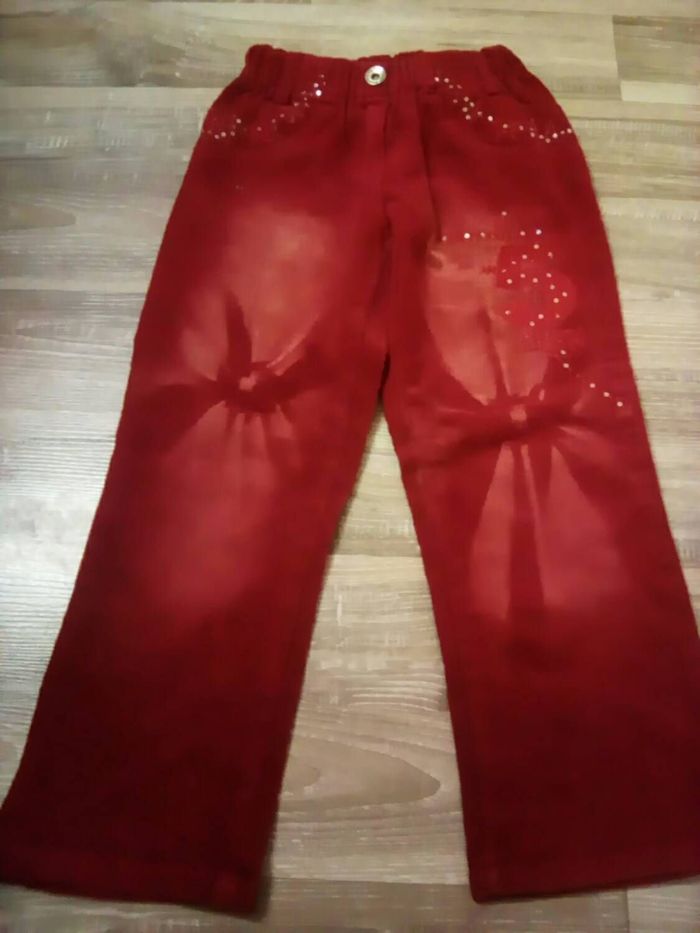 Pantalon confort velours rouge "5"(Pant3) - photo numéro 1