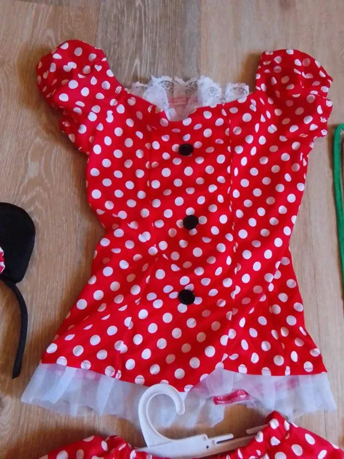 Déguisement fille 7 9 ans souris minnie année folle pois rouge blanc - photo numéro 9