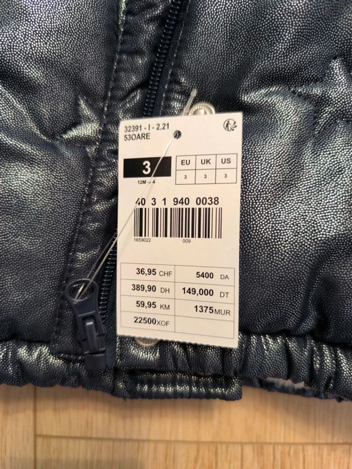 Parka / doudoune fille à capuche brillante bleu marine Lulu Castagnette neuve - Taille 3 ans - photo numéro 5