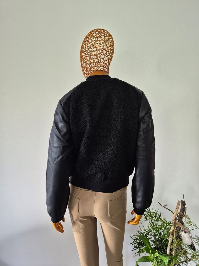 Manteau court Femme Noir Simili-Cuir Taille XS/34 - photo numéro 2