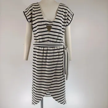 Robe marinière rayée blanc cassé et bleu marine - CMT Atelier - taille M - A129
