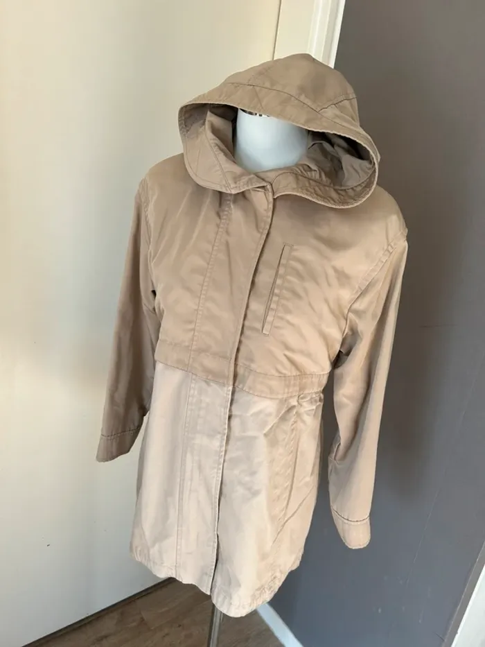 veste parka trench-coat imperméable mi longue Modèle trio, beige femme, taille 1/36