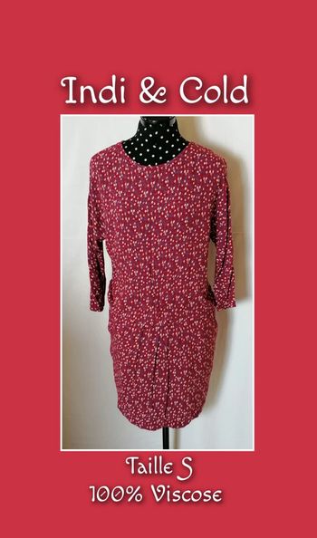 Robe motif fleurs bordeaux blanc bleu taille S Indi & Cold