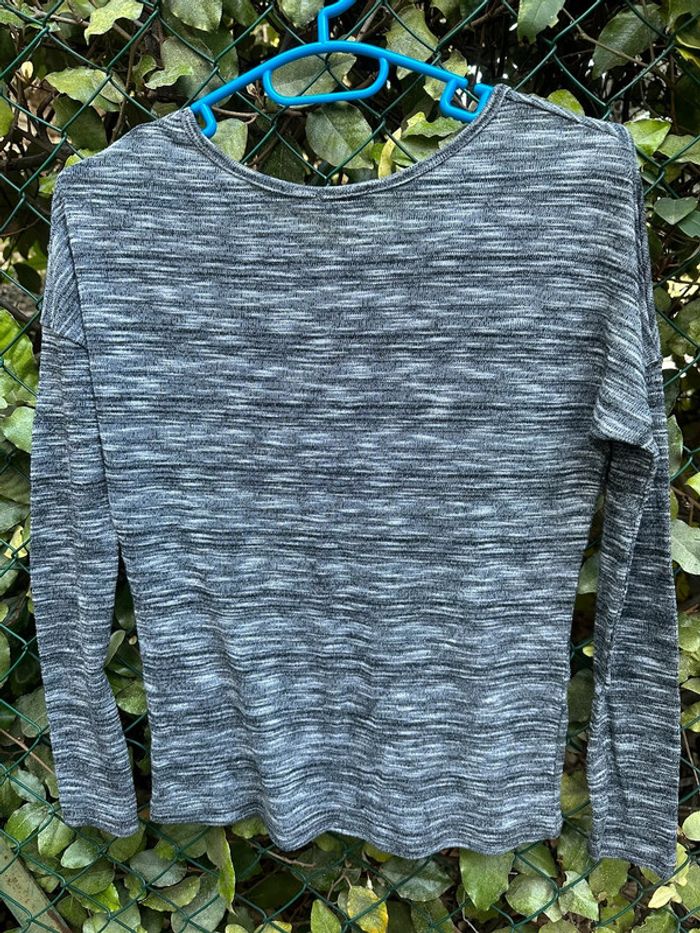 T-shirt manches longues gris chiné - photo numéro 7