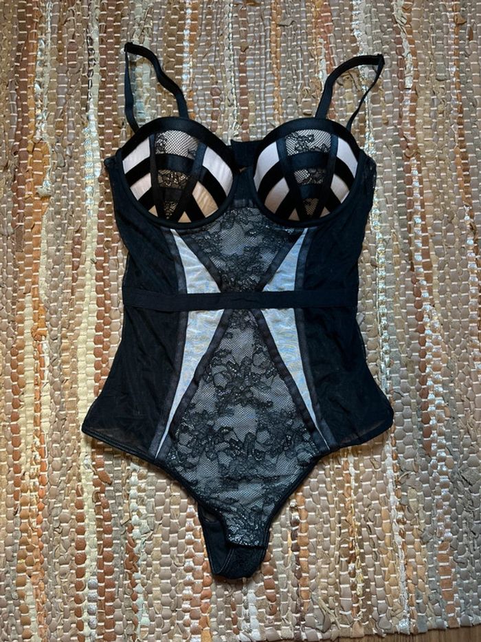 Body à empiècements noir motif dentelle Undiz taille S - photo numéro 2