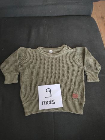 Pull kaki en mailles pour bébé garçon 9 mois 74cm Zeeman