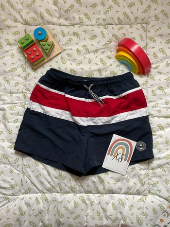 short de bain marine et rouge slip intégré 16 ans