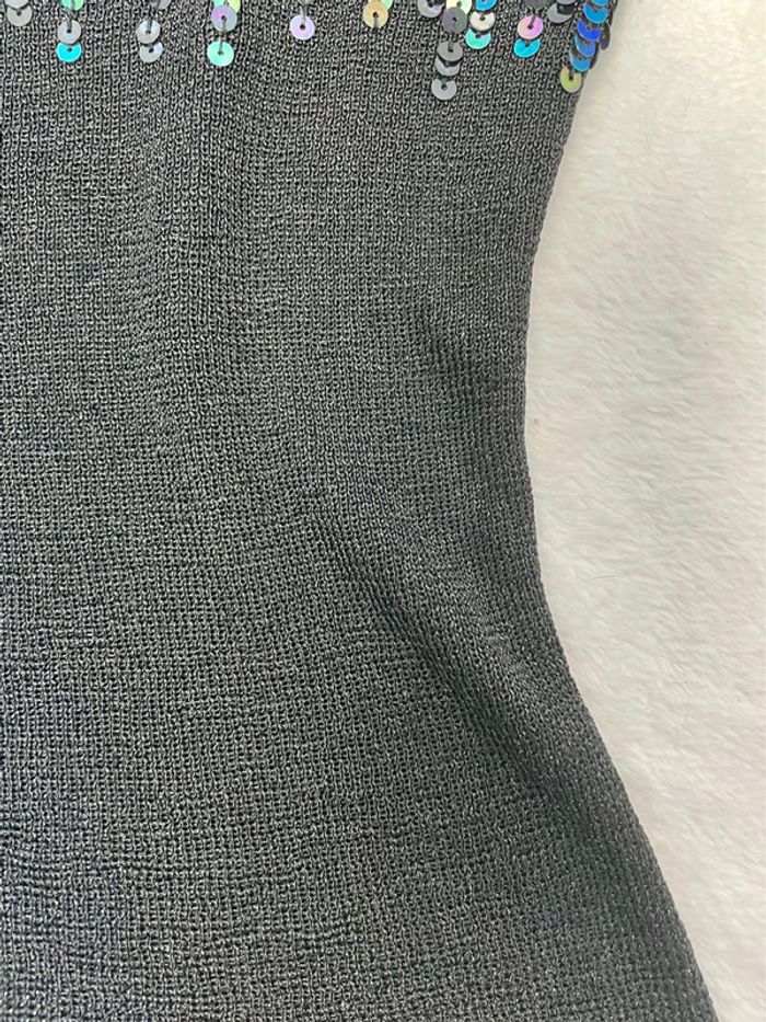 Tank top noir à paillette en rayonne y2k M/L - photo numéro 3