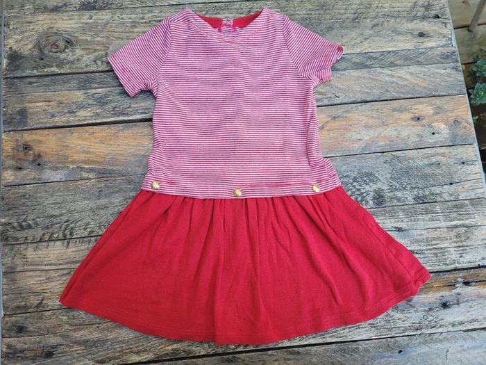 Superbe robe mariniere Petit Bateau 🚢 rouge et blanche 24 mois 2 ans