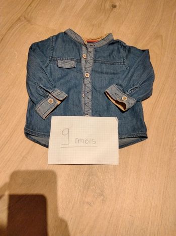 Chemise col tunisien couleur jean 9 mois