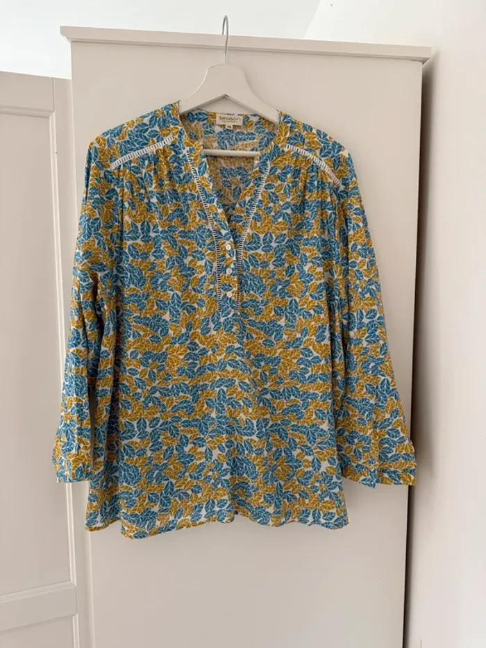Superbe blouse neuve fluide fleurie en coton et viscose Season neuve 🌸 44 XXL - photo numéro 6