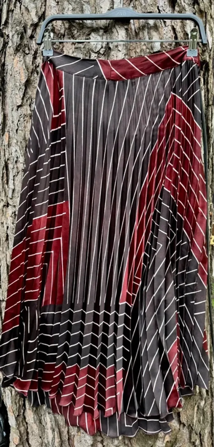 Jupe légère plissée longue mango taille xl l - photo numéro 4