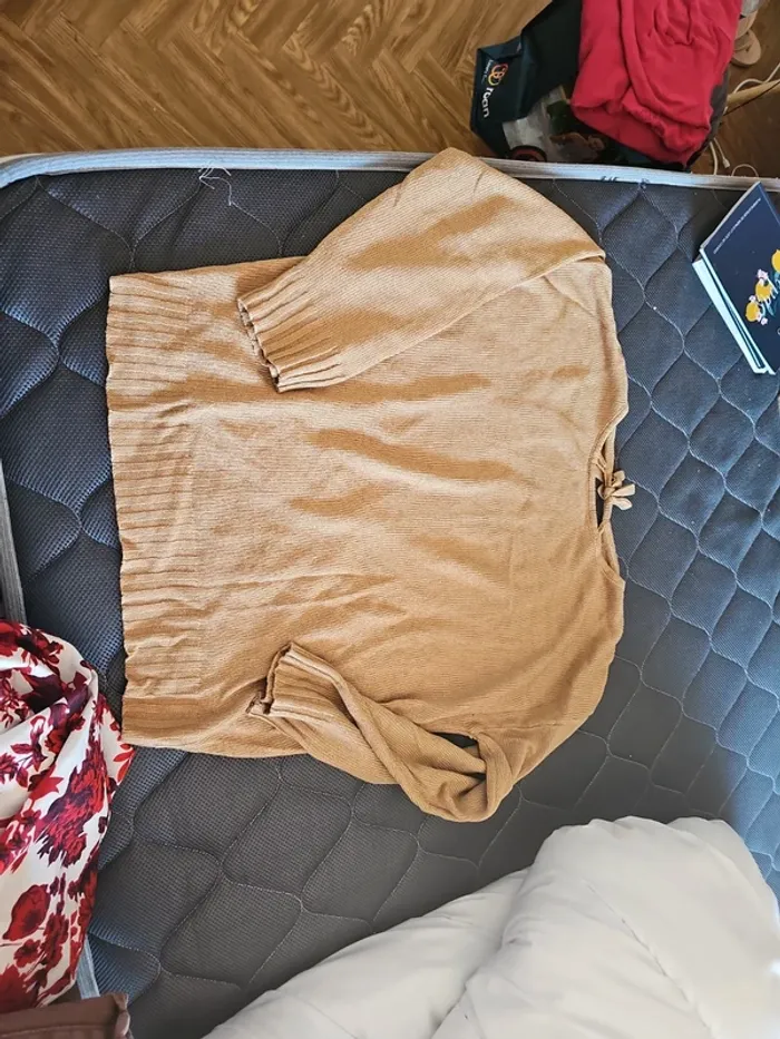 Pull marron dos ouvert t40