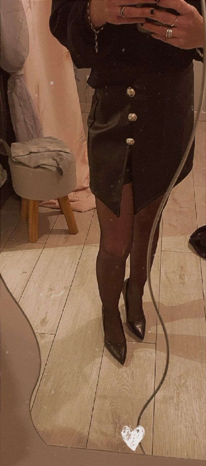 Jupe short simili cuir noir