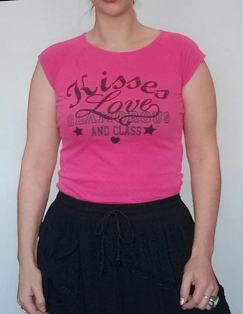 T-shirt rose casual à texte love kisses taille 36