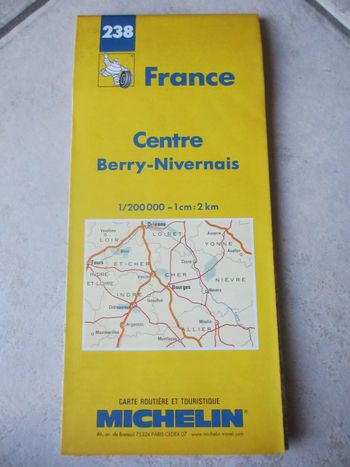 Carte routière et touristique Michelin n° 238 Centre (Berry-Nivernais) 1:200000