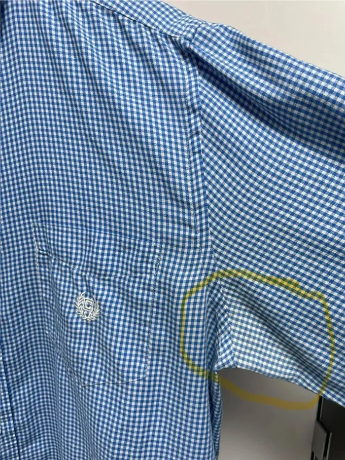 Chaps checkered shirt blue white Mens size Large - photo numéro 10