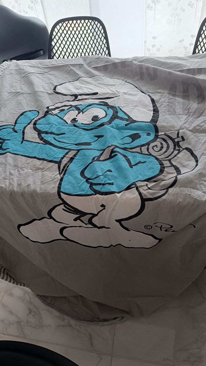 Parure de drap housse 90x200 Schtroumpfs