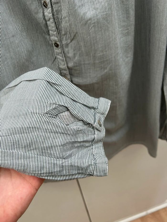 Chemisier chemise xxl longue ddp grise à rayures en coton - neuf - photo numéro 3