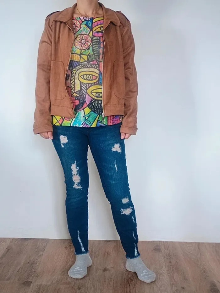 veste femme facon daim Marron T44 - photo numéro 2