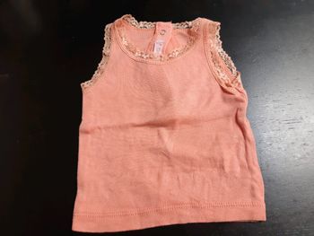 Debardeur rose corail bebe fille 3 mois dentelle