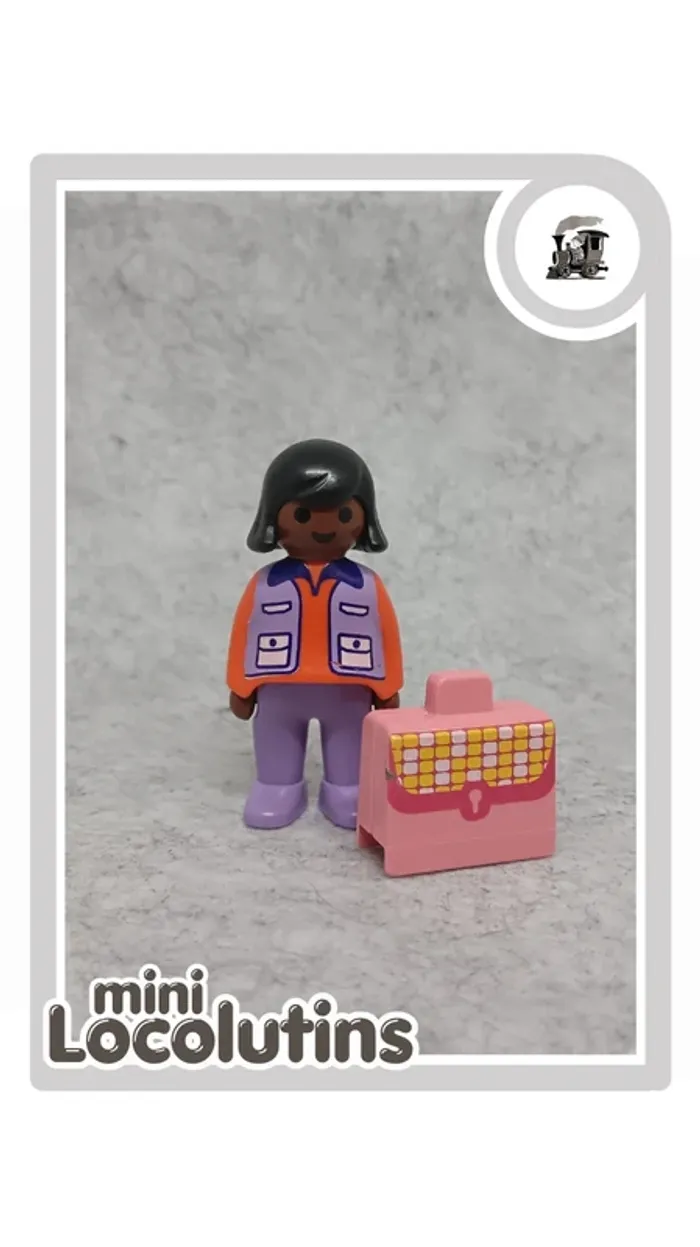 🚂 Playmobil 1.2.3 figurine femme valise accessoires