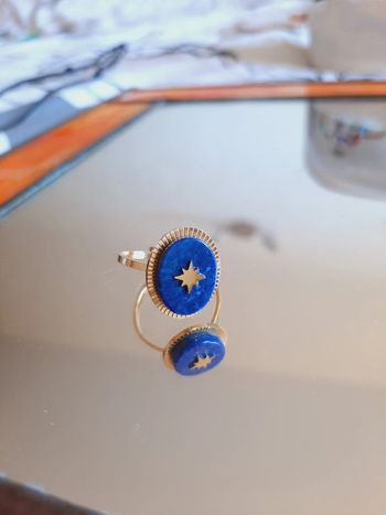 Bague doré Lapis Lazuli réglable