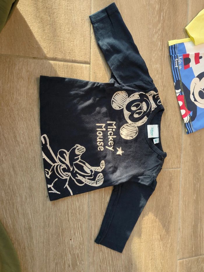 Lot tee-shirts manches longues Mickey 3mois - photo numéro 2