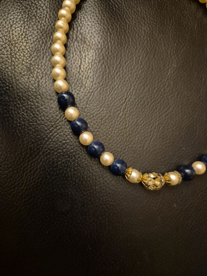 collier ras de cou perle et strass - photo numéro 2
