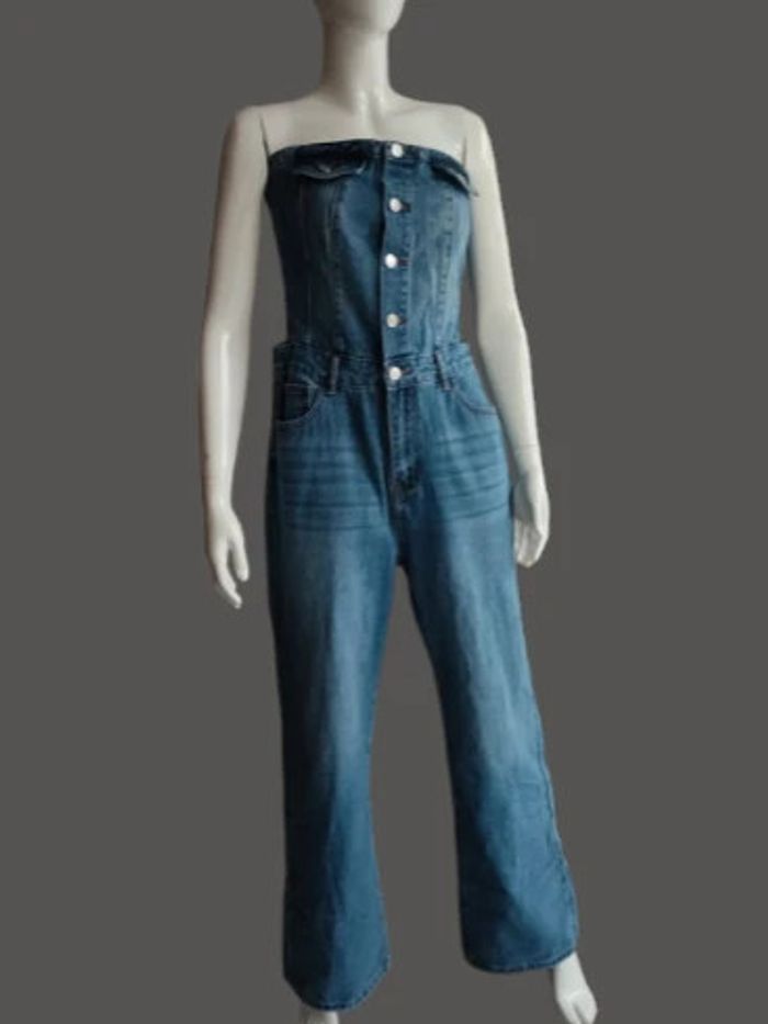Combinaison bustier en jean