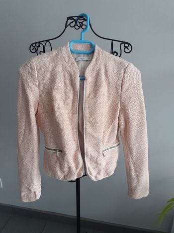 Veste blazer rose et blanche 34 Mango
