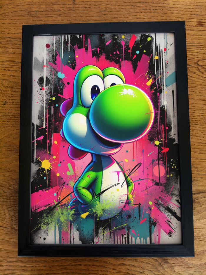 Affiche poster A4 (21×29,7 cm) Yoshi Nintendo pop art street art coloré déco murale gaming chambre - photo numéro 3
