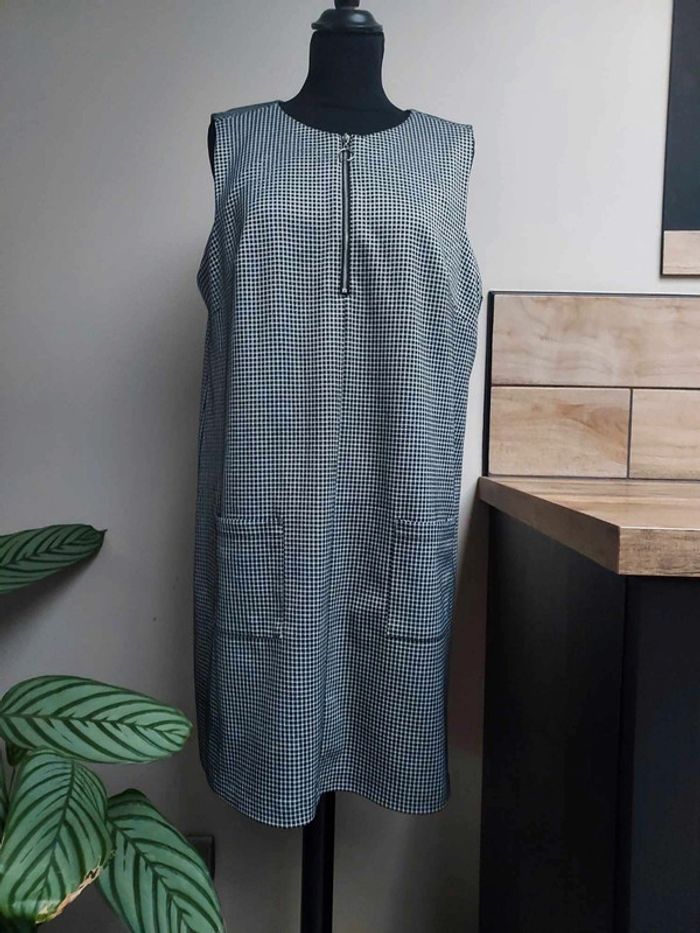 Robe sans manches Camaïeu à carreaux noir et blanc