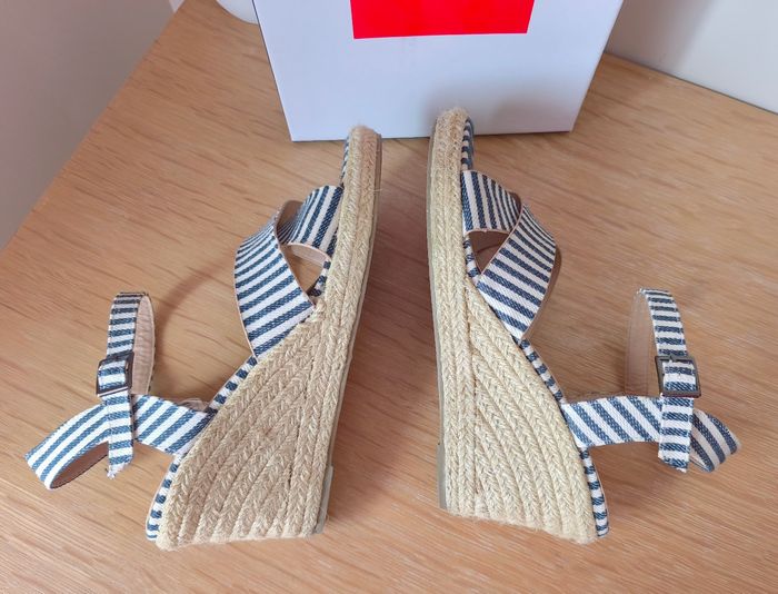 🌺 Sandales compensées - Marine/Écru - Tissaìa - P41 🌺 - photo numéro 4